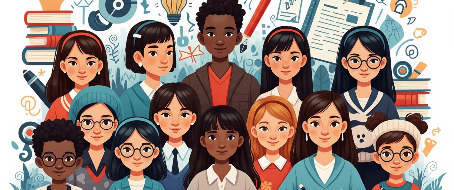 Fondo jóvenes ilustrado